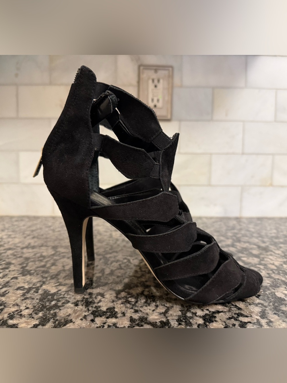 Ivanka Trump Black Strappy High Heel Sandals